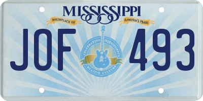 MS license plate JOF493