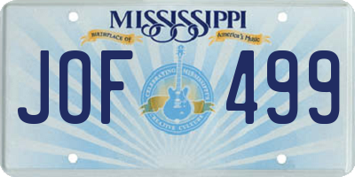 MS license plate JOF499