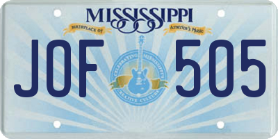 MS license plate JOF505