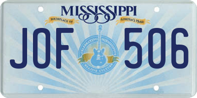MS license plate JOF506