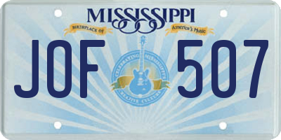 MS license plate JOF507
