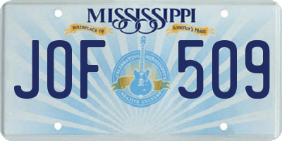 MS license plate JOF509