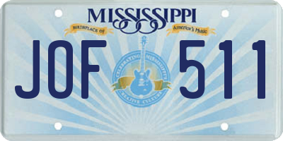 MS license plate JOF511
