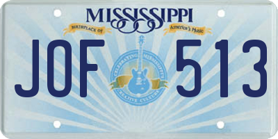 MS license plate JOF513