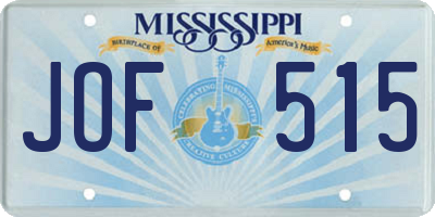 MS license plate JOF515