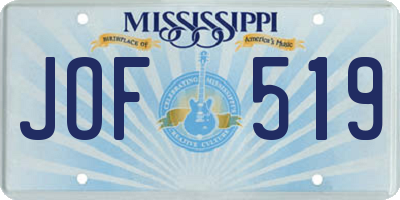 MS license plate JOF519