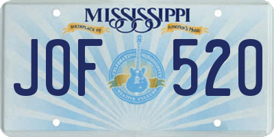 MS license plate JOF520