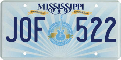 MS license plate JOF522