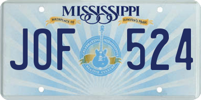 MS license plate JOF524