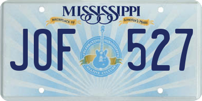 MS license plate JOF527