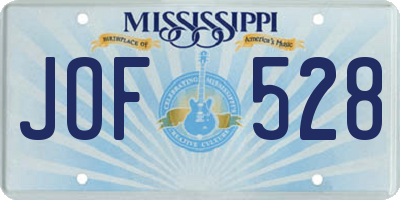 MS license plate JOF528