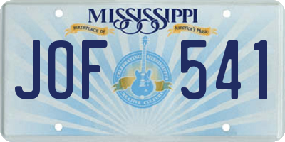 MS license plate JOF541