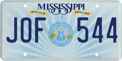 MS license plate JOF544