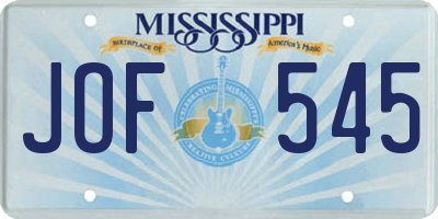 MS license plate JOF545