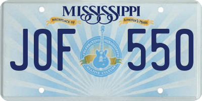 MS license plate JOF550