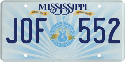 MS license plate JOF552