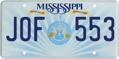 MS license plate JOF553