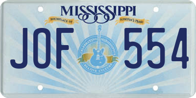 MS license plate JOF554