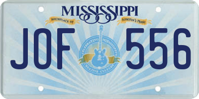 MS license plate JOF556