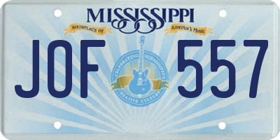 MS license plate JOF557