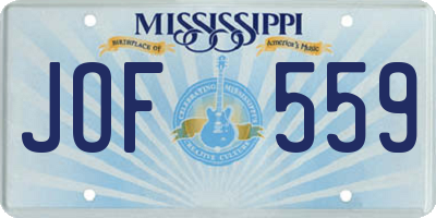 MS license plate JOF559