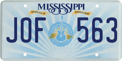 MS license plate JOF563