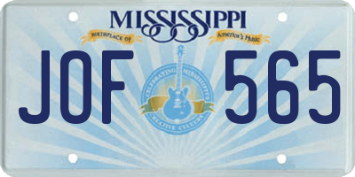 MS license plate JOF565