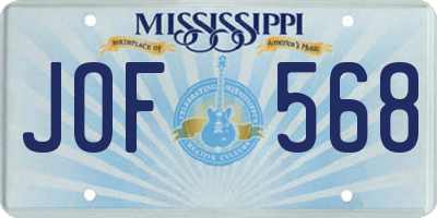 MS license plate JOF568