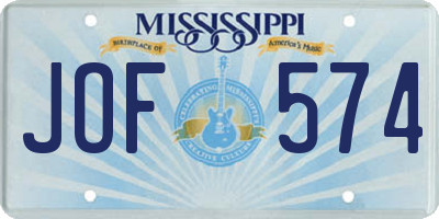 MS license plate JOF574