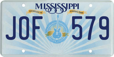 MS license plate JOF579