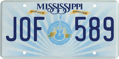 MS license plate JOF589