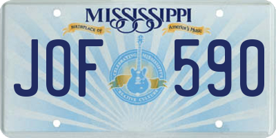 MS license plate JOF590