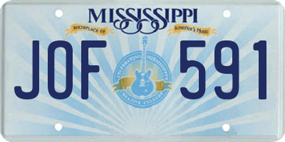 MS license plate JOF591