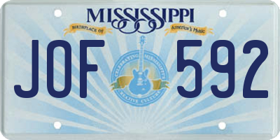 MS license plate JOF592