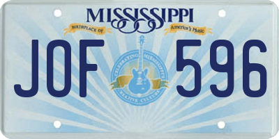 MS license plate JOF596