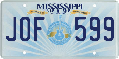 MS license plate JOF599