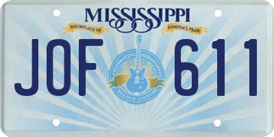 MS license plate JOF611