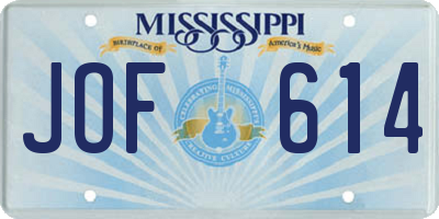 MS license plate JOF614