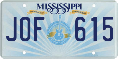 MS license plate JOF615