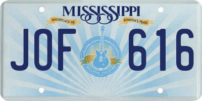MS license plate JOF616