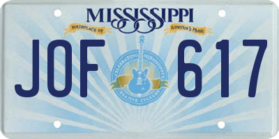 MS license plate JOF617