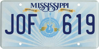 MS license plate JOF619