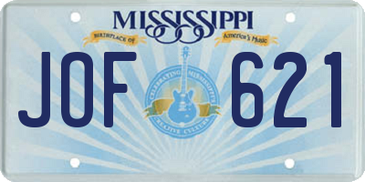 MS license plate JOF621