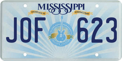 MS license plate JOF623