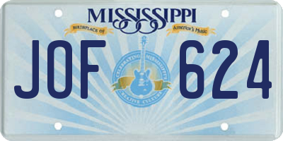 MS license plate JOF624