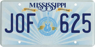 MS license plate JOF625