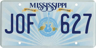 MS license plate JOF627