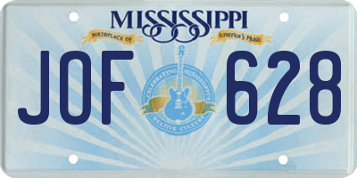 MS license plate JOF628