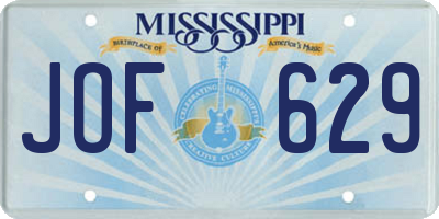 MS license plate JOF629