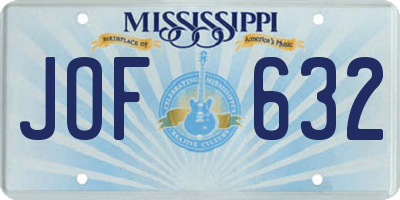 MS license plate JOF632